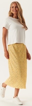 Pieces Pcflora Hw Midi Skirt Pale Banana Aop:small Flower XS