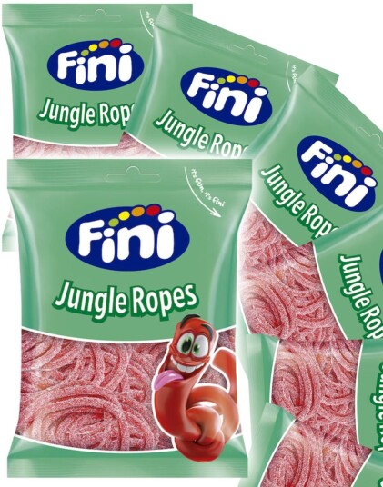12 stk Fini Jungle Ropes   Korte Sukrede Jordbærsnører   Hel Eske 960 gram