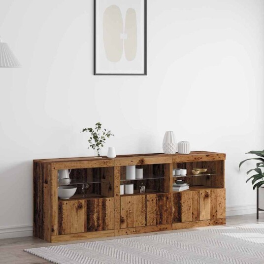 Sideboard med LED lamper Slitt treverk 181,5x37x67 cm Sideboard med LED lamper Slitt treverk 181,5x37x67 cm