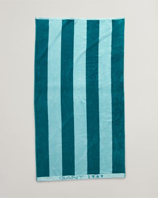 Strandhåndkle med brede striper DARK TURQUOISE 100X180