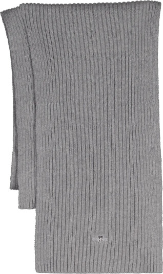 Gant Cotton Blend Logo Scarf - Grey - ONE SIZE