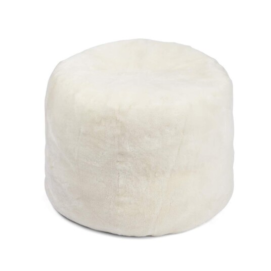 Natures Collection Rund puff Mokkasin New Zealand D55xH46 cm Hvit