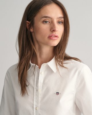 Gant Oxfordskjorte med stretch i slim fit WHITE 46 Gant Oxfordskjorte med stretch i slim fit WHITE 46
