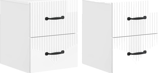  Vegghengt Nattbord 2 pcs Høgglans hvit 34,5 x 33 x 40 cm