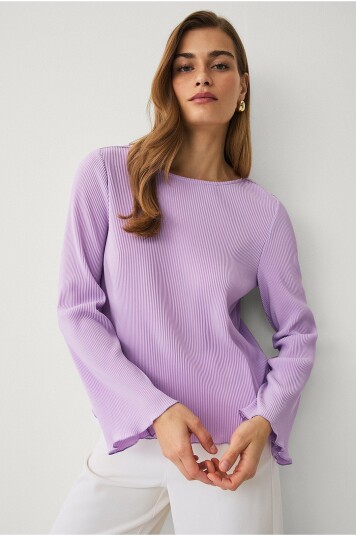 Ellos Collection Trikotbluse med plisseringer Rosa