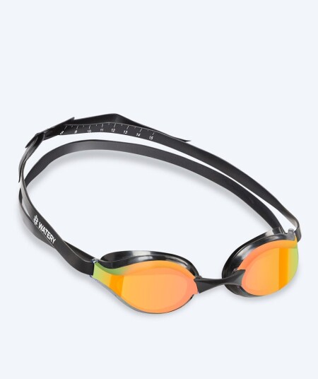 Watery Elite svømmebriller   Poseidon Mirror   Svart/gull   Konkurranse / trening svømmebriller Bedst i test