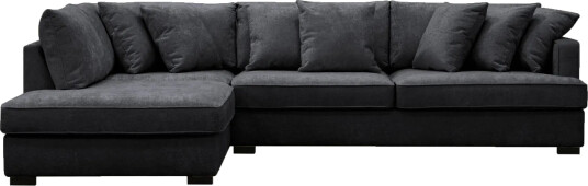 Rossita 4 seters Venstrevendt L formet Dyp Sjeselongsofa i Chenille Svart Rossita 4 seters Venstrevendt L formet Dyp Sjeselongsofa i Chenille Svart