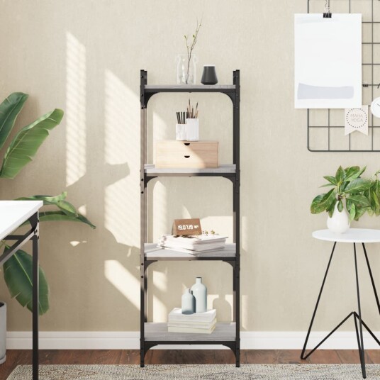 Bokhylle 4 etasjer grå sonoma 40x30x120 cm konstruert tre 8721012194175