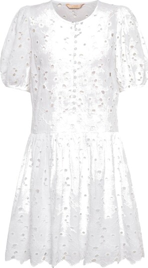 by Ti Mo Broderie Anglaise Puffed Dress - White - M