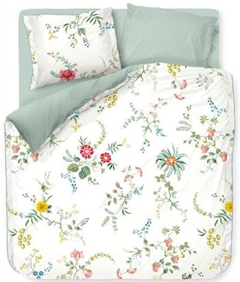 Pip Studio Sengetøy - 200x200 cm - Fleur Grandeur - Hvit - 2 i 1 design - 100% bomull - Pip Studio