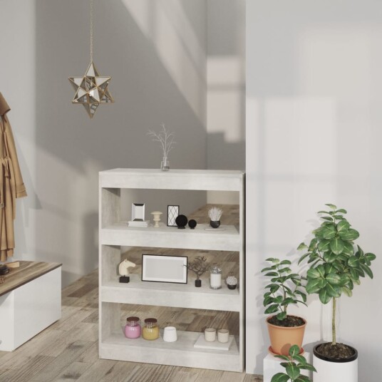 vidaXL Bokhylle/romdeler betonggr? 80x30x103 cm konstruert tre