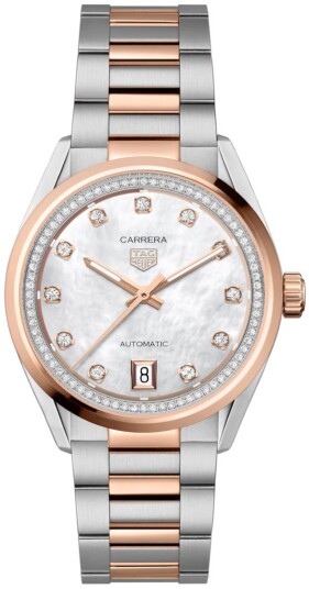 TAG Heuer Dameklokke WBN2351.BD0000 Carrera Hvit/18 karat rosé gull