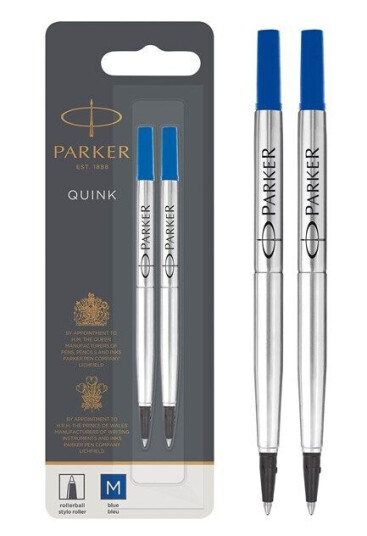 Parker Rollerball Pen Refills  Medium Point  Blå QUINK Ink  2 Count