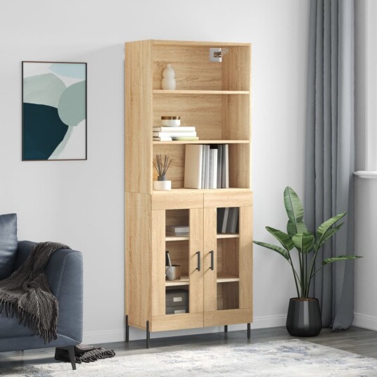 vidaXL Highboard sonoma eik 69,5x34x180 cm konstruert tre 8720845926953