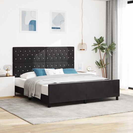 Sengramme Svart 180x200 cm Fløyel
