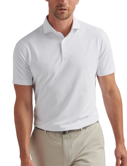 Peter Millar Soul Performance Mesh Polo - Edwin Spread Collar - White - M