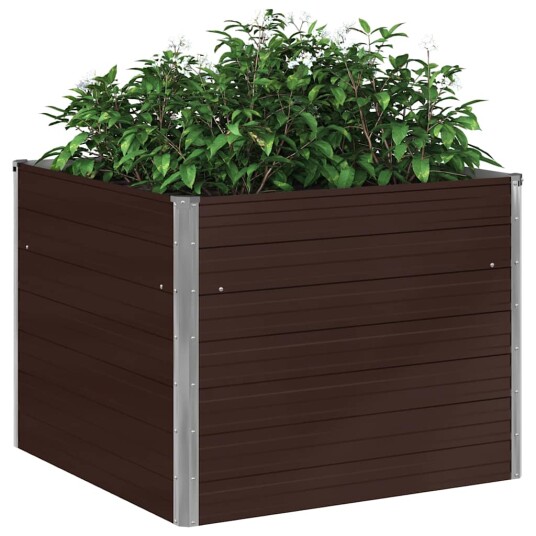 vidaXL Forhøyet hagebed brun 100x100x77 cm galvanisert stål