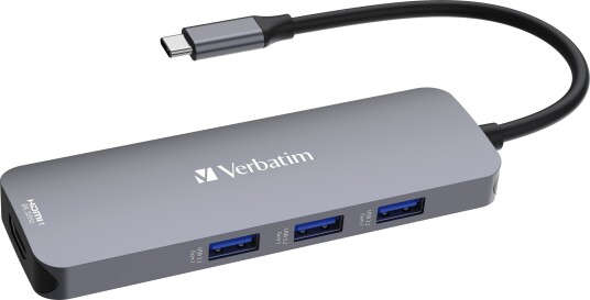 Verbatim Cmh 08 Hub 1 X Hdmi + 1 X Usb C Strømlevering + 3 X Usb A 3.2 Gen 1 Stasjonær