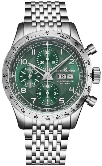Alexander Herreklokke A450 03 Chronograph Grønn/Stål Ø42 mm Alexander Herreklokke A450 03 Chronograph Grønn/Stål Ø42 mm