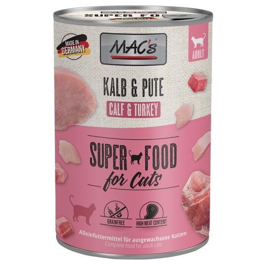 Mac´S Cat Kattefôr 6 X 400 G Kalv & Kalkun Mac´S Cat Kattefôr 6 X 400 G Kalv & Kalkun