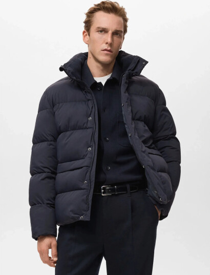 Mango Short Water-Repellent Puffer Jacket - Navy - M