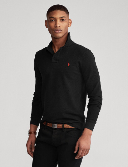 Polo Ralph Lauren Slim Fit Mesh Long-Sleeve Polo Shirt - Black - XL Polo Ralph Lauren Slim Fit Mesh Long-Sleeve Polo Shirt - Black - XL