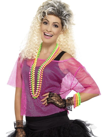 Neon Rosa Kostymeoverdel i Netting Strl M/L