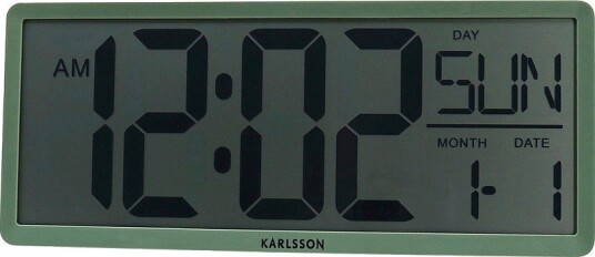 Karlsson Wall Bordklokke Retro Lcd Grønn