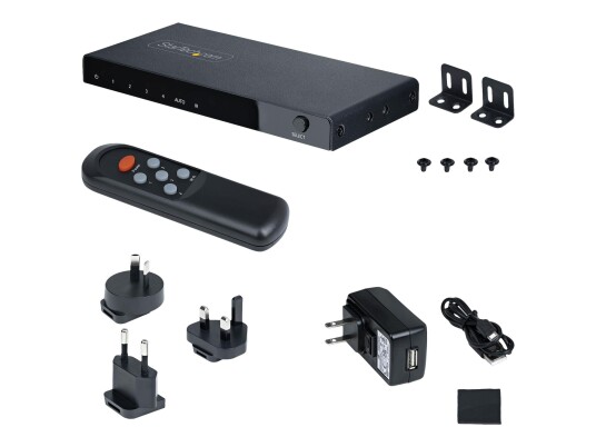 StarTech 4-Port 8K HDMI Switch, HDMI 2.1 Switcher 4K 120Hz HDR10+, 8K 60Hz UHD, HDMI Switch 4 In 1 Out, Auto/Manual Source Switching, Remote Control