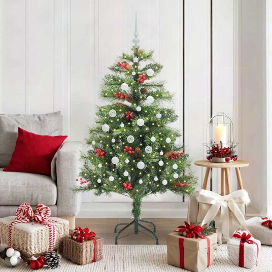 vidaXL Kunstig juletre med LED -stripelys grønn 150 cm PVC og metall