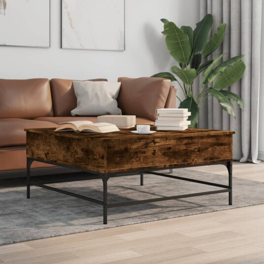 Salongbord røkt eik 95x95x45 cm konstruert tre og metall 8721012490277