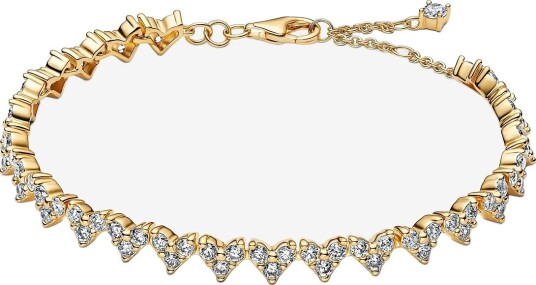 Pandora Heart 14K Gold-Plated Tennis Bracelet - CLEAR - 16 cm