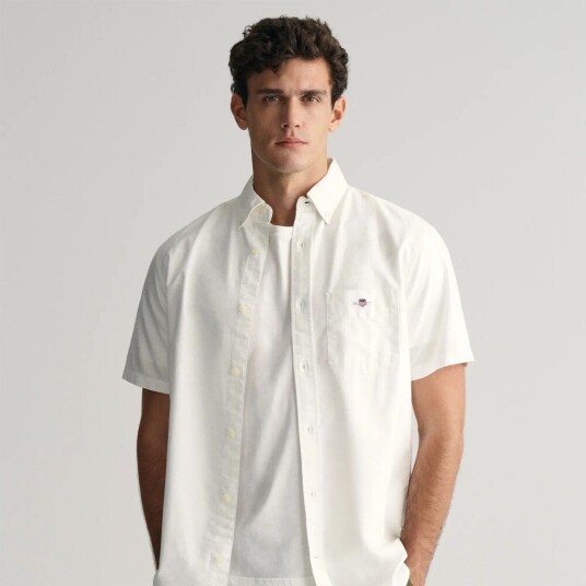 Gant Oxford ss shirt L hvit herre