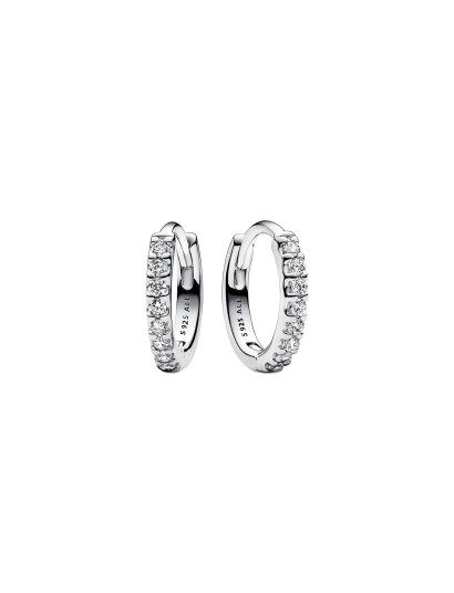 PANDORA Sterling Silver Huggie Hoop Earrings With Clear Cubic Zirconia Silver One Size PANDORA Sterling Silver Huggie Hoop Earrings With Clear Cubic Zirconia Silver One Size