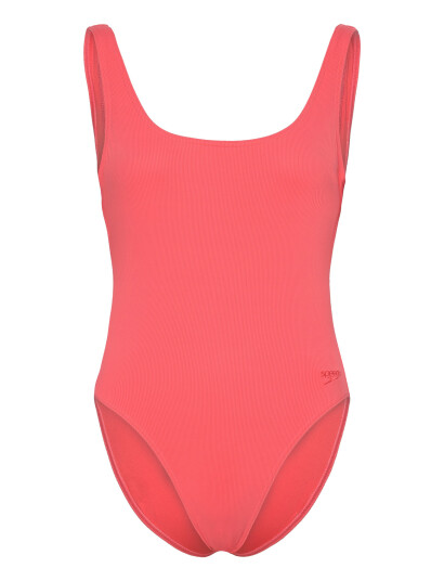 Speedo Womens Textured Deep U-Back - Red - 36