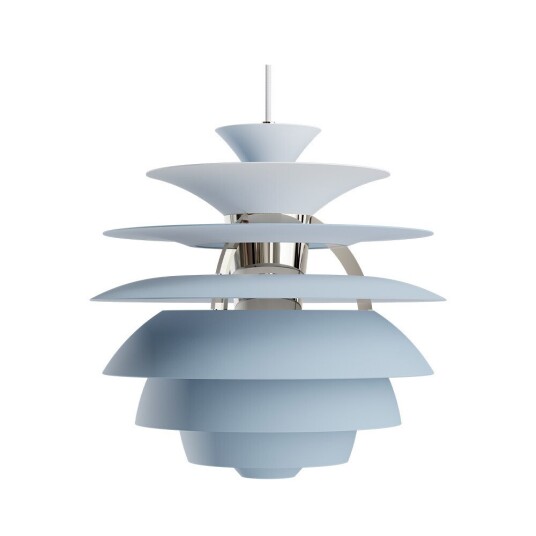 Louis Poulsen PH Snowball Pendel Dusty Blue/High Lustre Chrome Plated