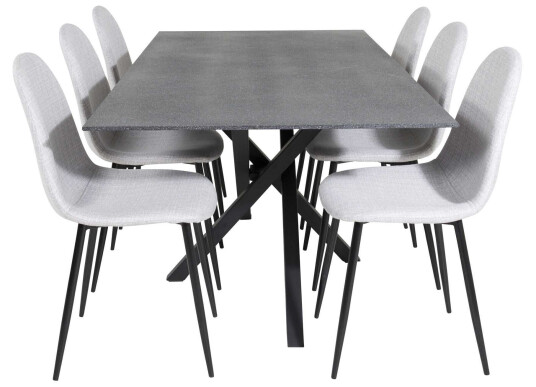 Venture Design Piazza & Polar spisegruppe Grå/grå 6 st stoler & bord 180 x 90 cm