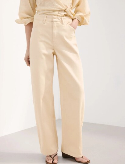 Mango Mid Rise Balloon Jeans Beige 36 Mango Mid Rise Balloon Jeans Beige 36
