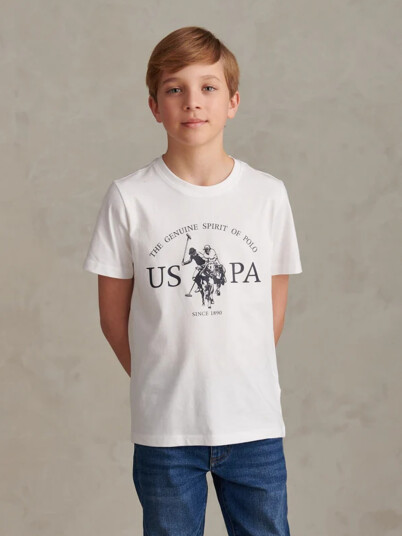 U.S. Polo Assn. Junior Uspa Print Graphic Tshirt Hvit 8 9ÅR