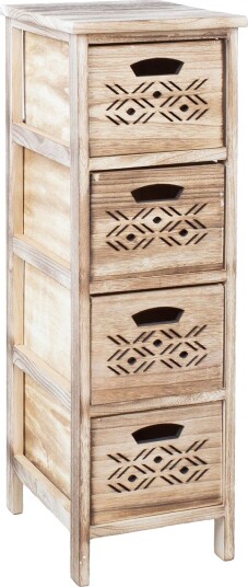 Kommode HOME4YOU Mihkli med 4 oppbevaringsenheter 26x32x81 cm natur naturlig