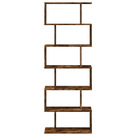 Romdeler bokhylle 6 lag røkt eik 70x24x193 cm konstruert tre