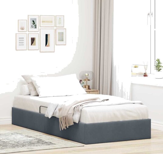 vidaXL Seng med Oppbevaring med lagring Mørkegrå 100 x 190 cm Fløyel