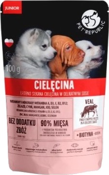 Pet Republic Junior Fint Hakket Kalvekød Vådt Hundefoder 100 G