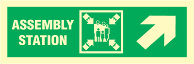 Jo Safety Assembly station arrow up to corner IMO direction exit sign 100056