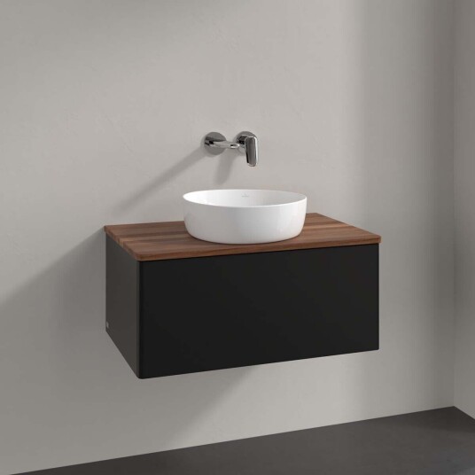 Villeroy & Boch Antao Servantskap med 1 skuff 80x50x36 cm m/lys Sort Matt/Valnøtt Villeroy & Boch Antao Servantskap med 1 skuff 80x50x36 cm m/lys Sort Matt/Valnøtt