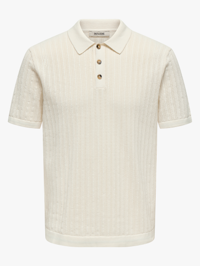 Only & Sons Moon Reg Short Sleeve Polo Knit Hvit XL Only & Sons Moon Reg Short Sleeve Polo Knit Hvit XL