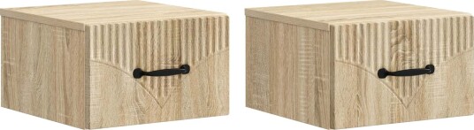  Vegghengt Nattbord med skuff 2 pcs Sonoma eik 34,5 x 33 x 20 cm