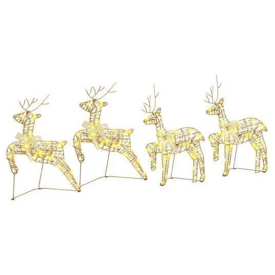  LED Reinsdyr med 80 LED 4 pcs Gull 64 x 42 x 15 cm PET