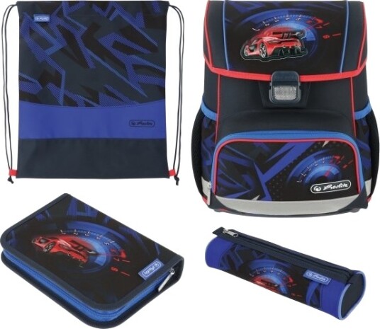 Herlitz Loop Plus High Speed Pennal Pencil Pouch Skolesekk Sportsbag Gutt Barneskole Ryggsekk 17 L Forlomme Sidelomme