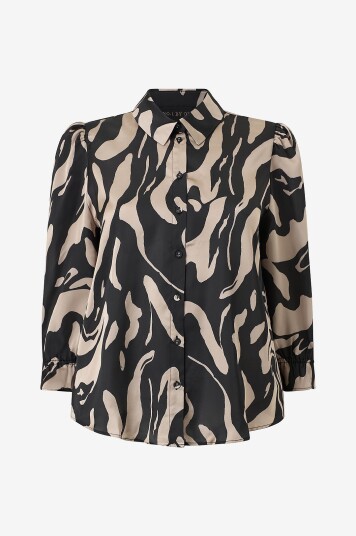 NO. 1 BY OX Bluse Shirt w 3/4 Puff Sleeves Flerfarget